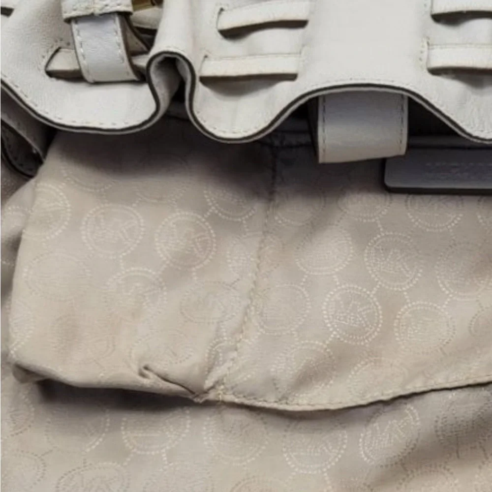 Michael Kors Cream Satchel with Gold Accents